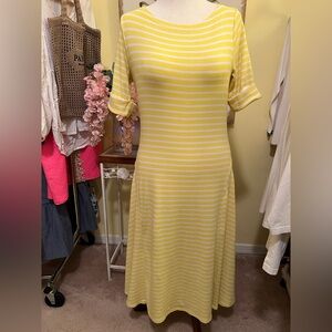 Ralph Lauren Yellow and White Striped Cotton Maxi Dress
EUC Size XL